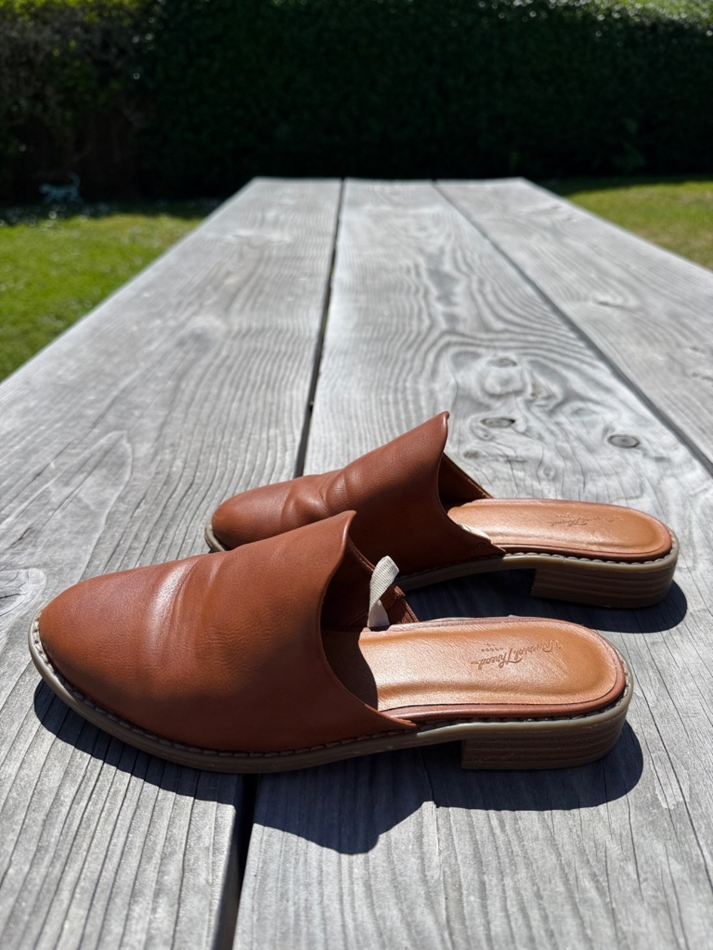 Brown Leather Slip-On Mules sz 6.5